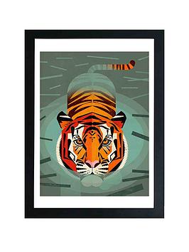 east-end-prints-swimming-tiger-by-dieter-braun-a3-framed-wall-art