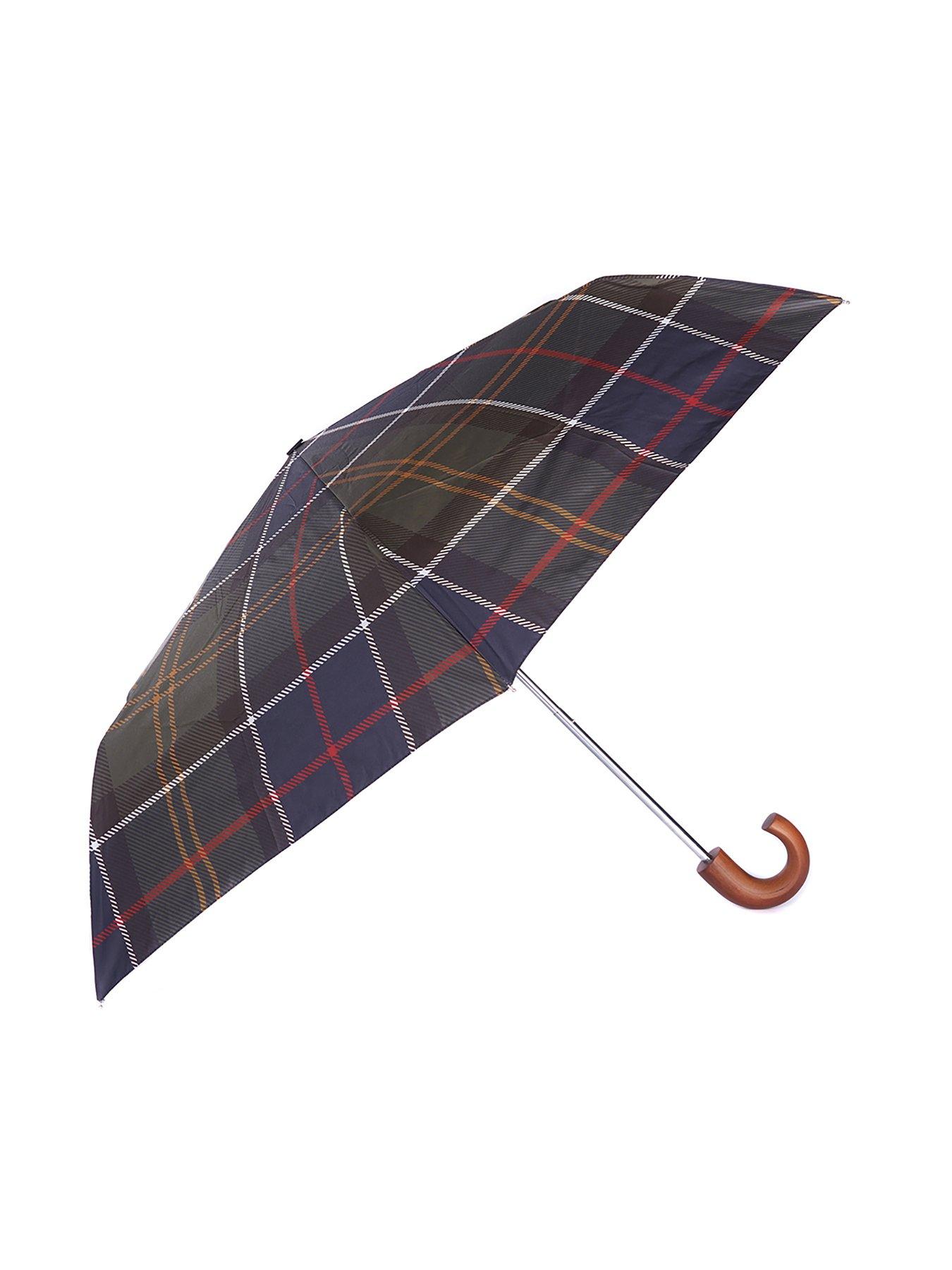 Barbour Tartan Print Mini Umbrella - Green