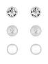 mood-silver-plated-crystal-stud-earrings-pack-of-3front