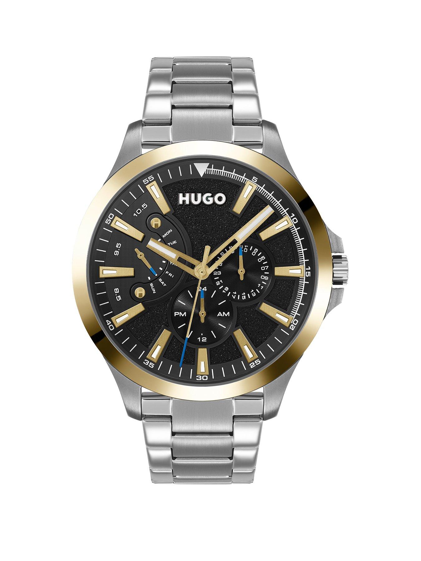 hugo-leap-black-multi-dial-gold-tone-bezel-stainless-steel-bracelet-watch