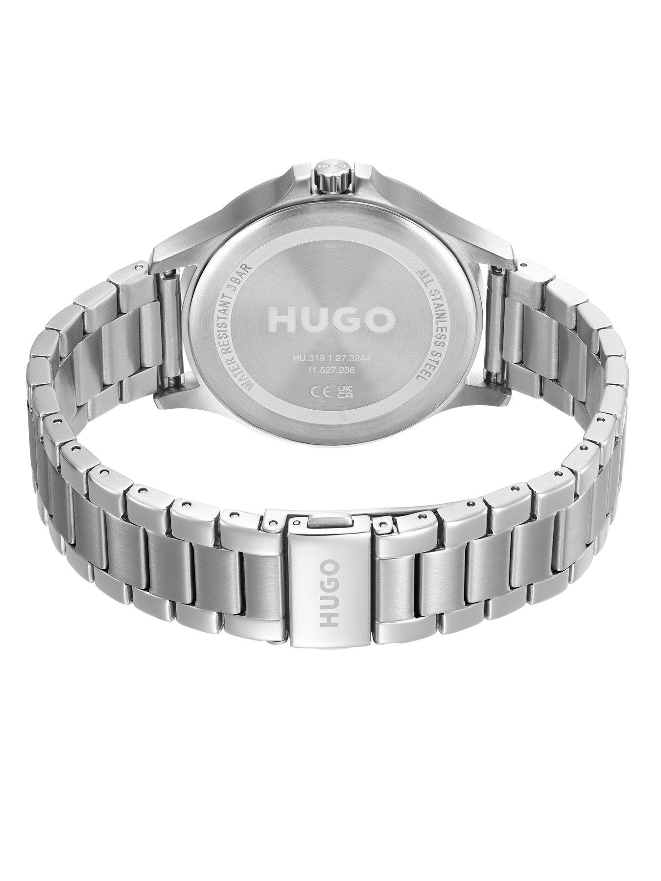 hugo-leap-black-multi-dial-gold-tone-bezel-stainless-steel-bracelet-watchoutfit