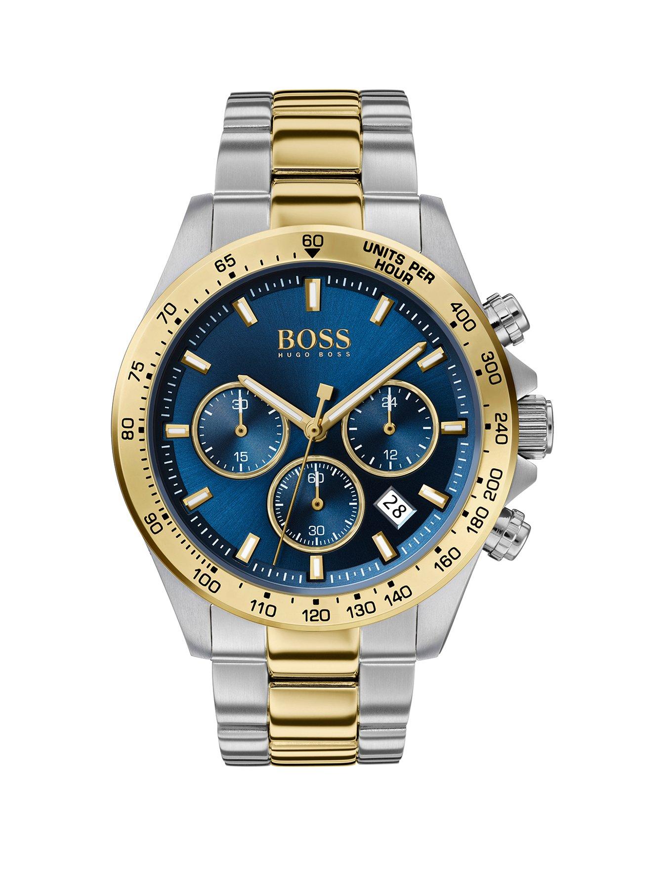 boss-hero-sport-blue-chronograph-dial-two-tone-stainless-steel-braceletnbspmens-watchfront