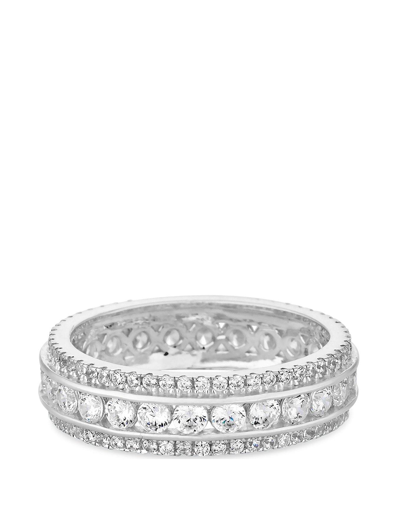 undefined Sterling Silver 925 with Cubic Zirconia Band Ring - Silver