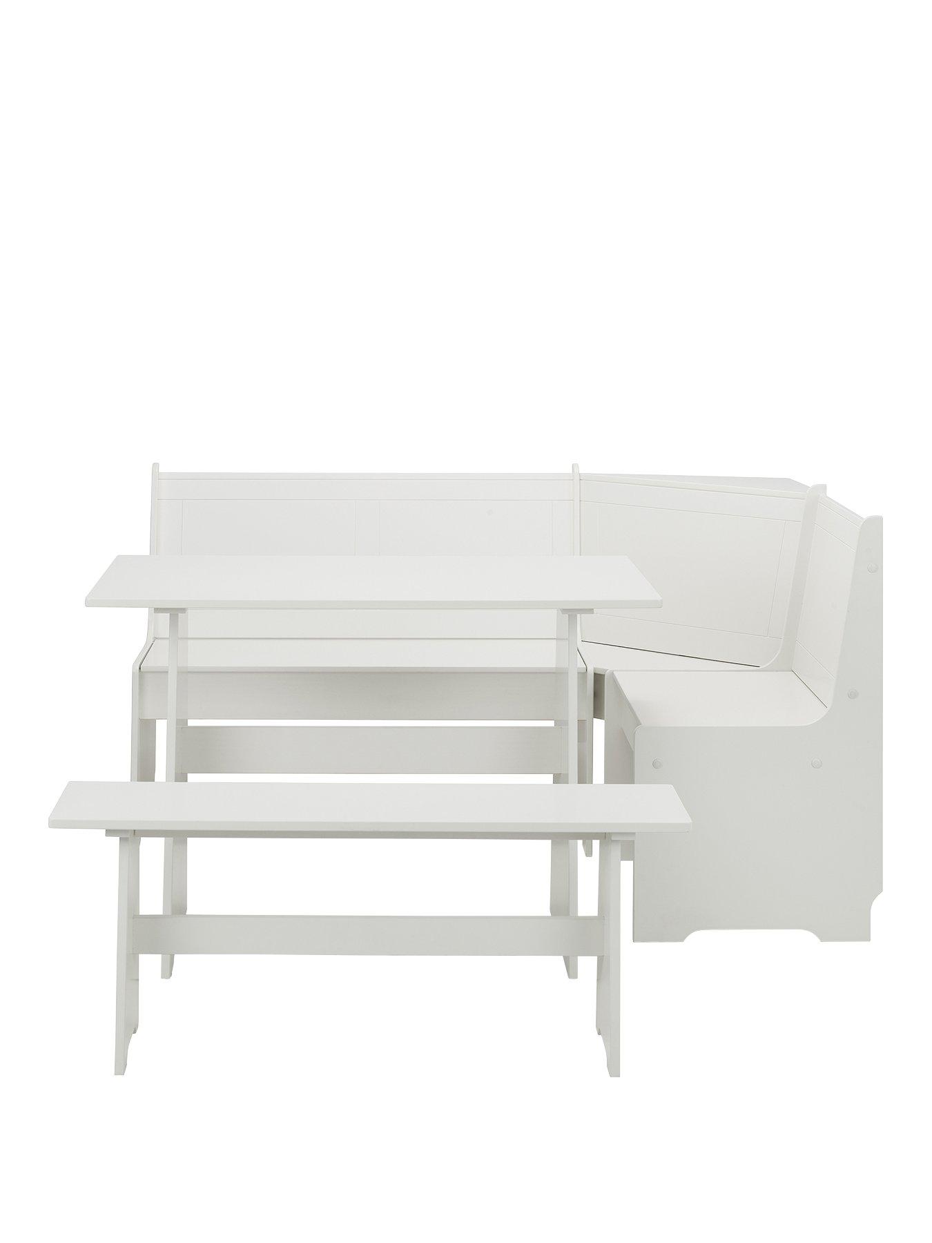 Image 2 of 5 of Julian Bowen Newport 109 cm Dining Table Set +&nbsp;Bench and Corner Storage Bench - White