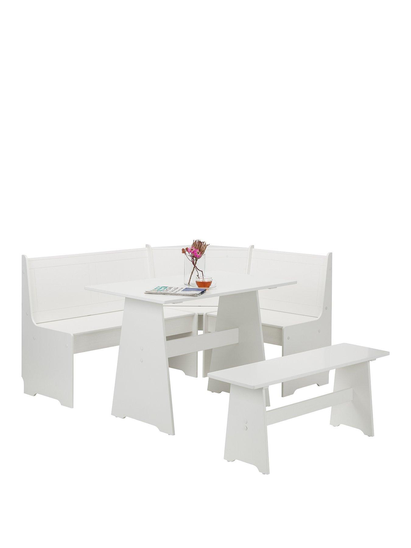 Image 3 of 5 of Julian Bowen Newport 109 cm Dining Table Set +&nbsp;Bench and Corner Storage Bench - White