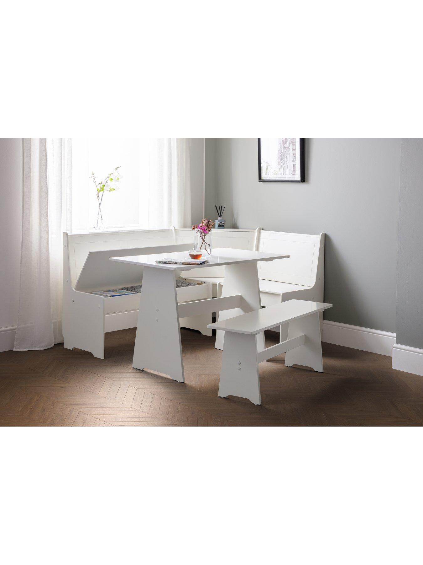 Image 5 of 5 of Julian Bowen Newport 109 cm Dining Table Set +&nbsp;Bench and Corner Storage Bench - White