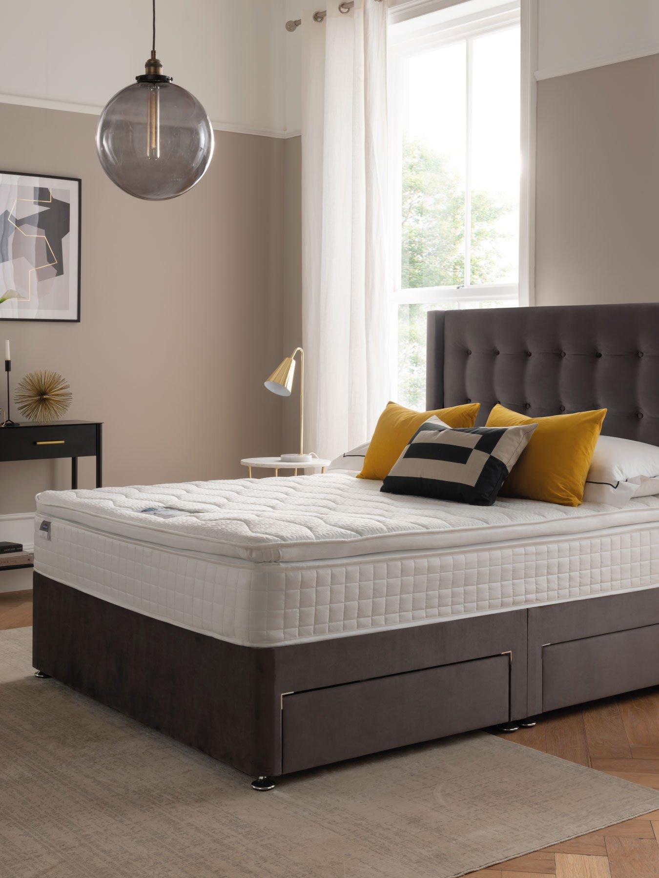undefined 1000 Pocket Pillowtop Divan Bed with Storage Options (Headboard Included) - Velvet - Medium Firm