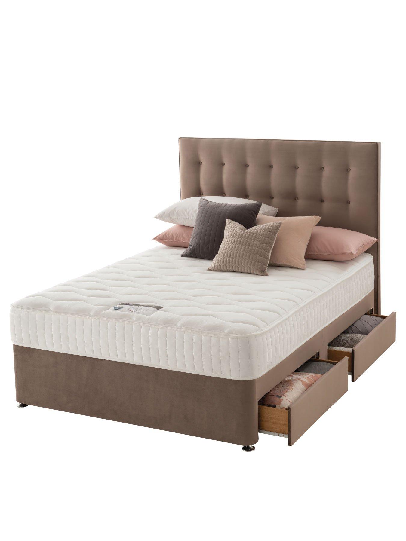 undefined 1000 Pocket Memory Pillowtop Divan Bed (Headboard Included) - Velvet - Medium Firm