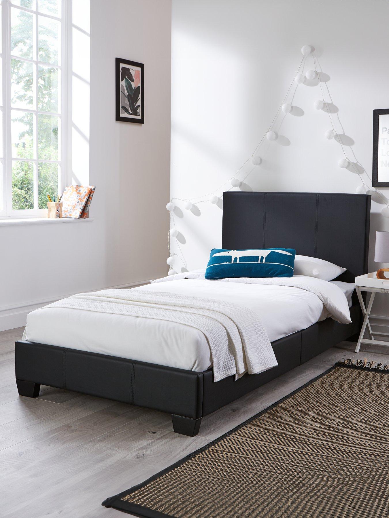 very-home-ellis-faux-leather-single-bed-frame-with-mattress-options-buy-amp-save-black