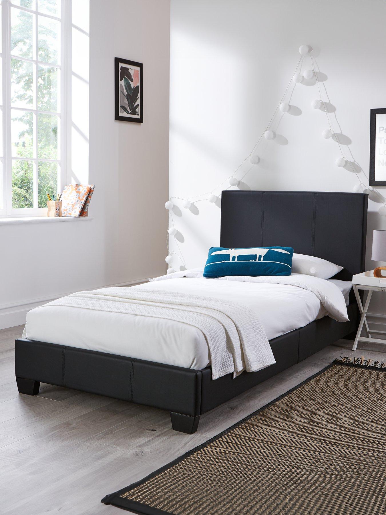 Very Home Ellis Faux Leather Single Bed Frame with Mattress Options (Buy  &  SAVE!) - Black