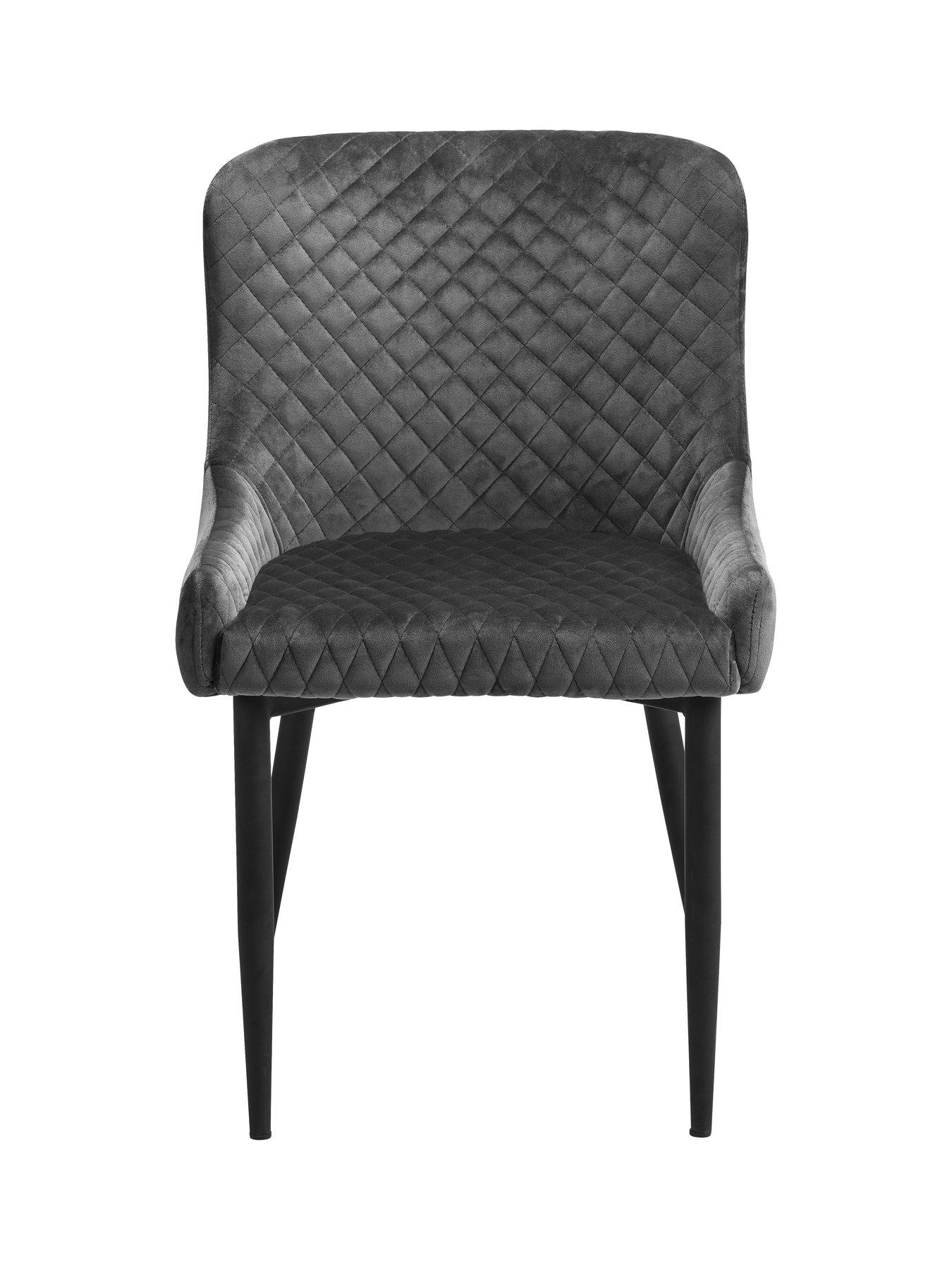 julian-bowen-set-of-chelsea-120nbspcm-round-glass-top-diningnbsptable-4-luxe-grey-chairsdetail