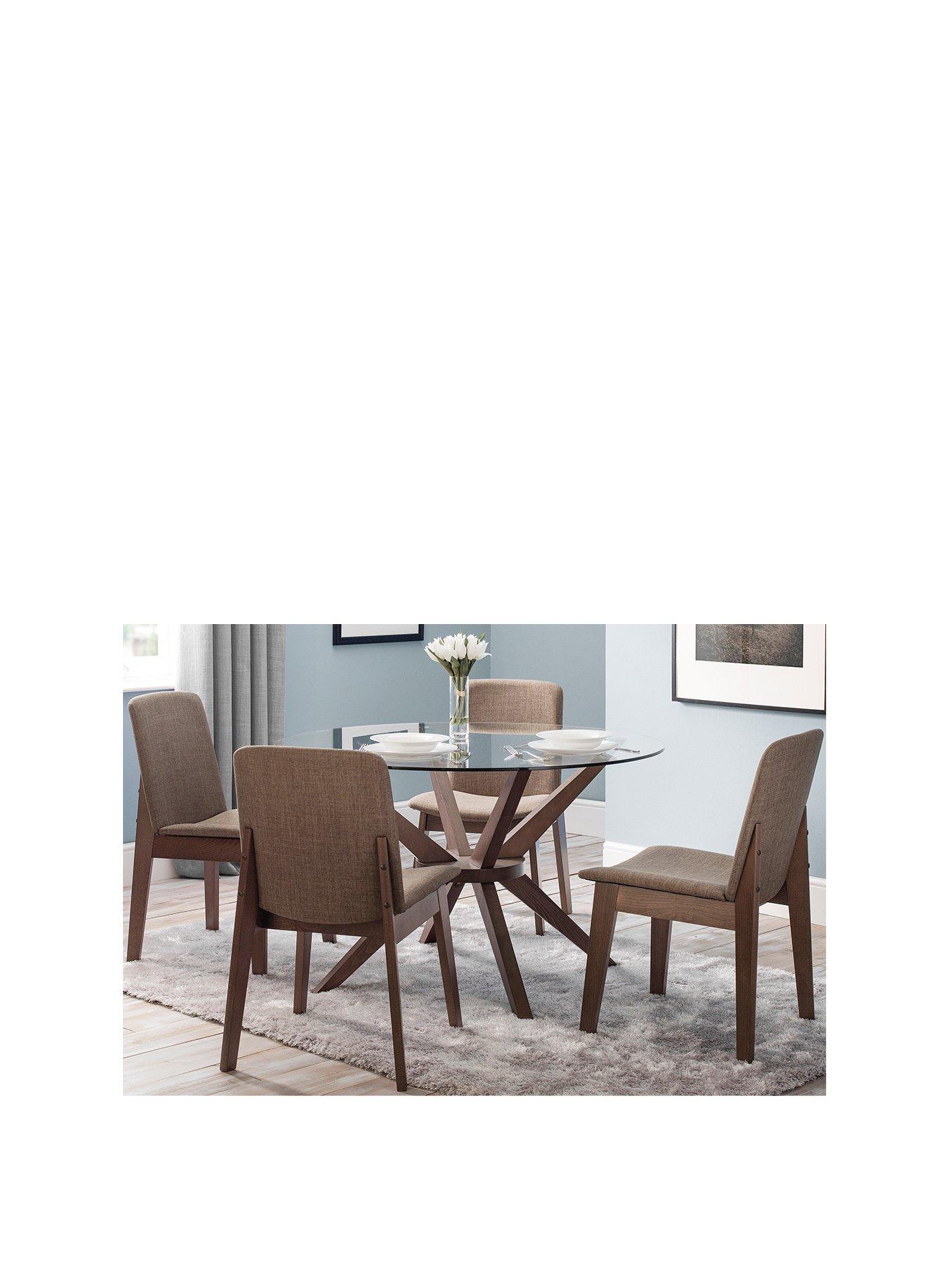 Julian Bowen Set of Chelsea Round Glass Table 4 Kensington