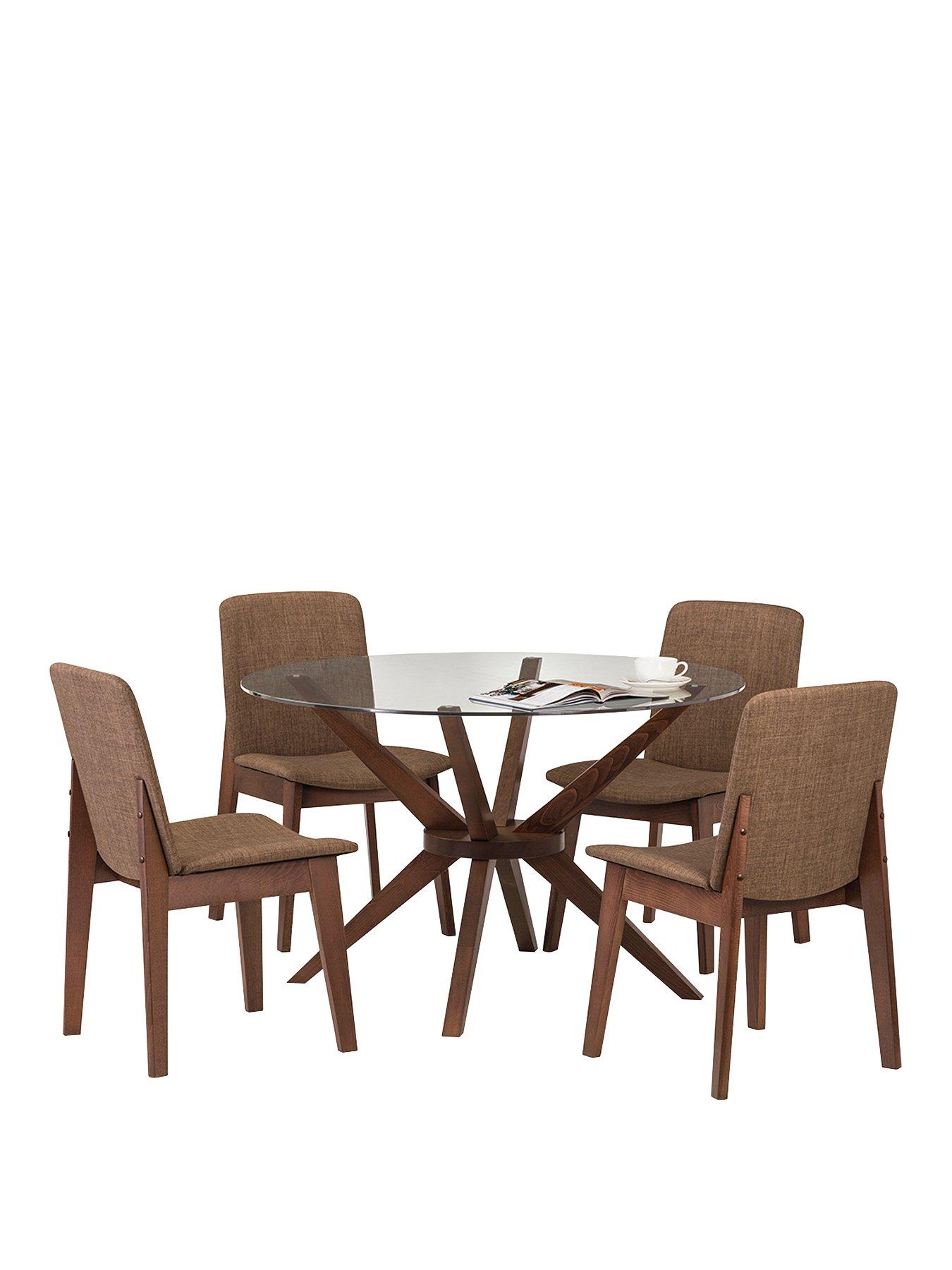 julian-bowen-setnbspof-chelsea-round-glass-table-4-kensington-fabric-chairback