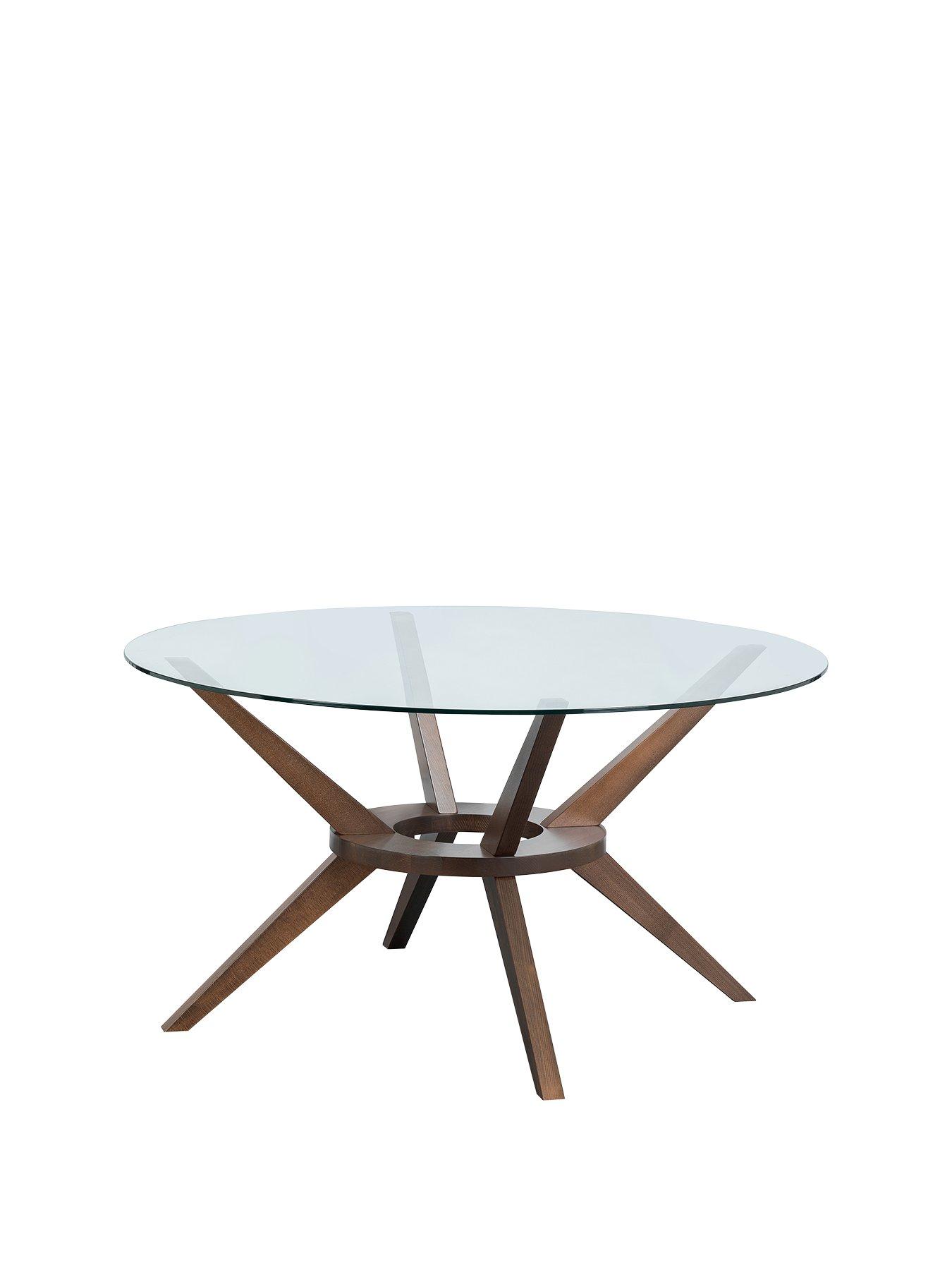 Oak and glass dining table deals 120cm