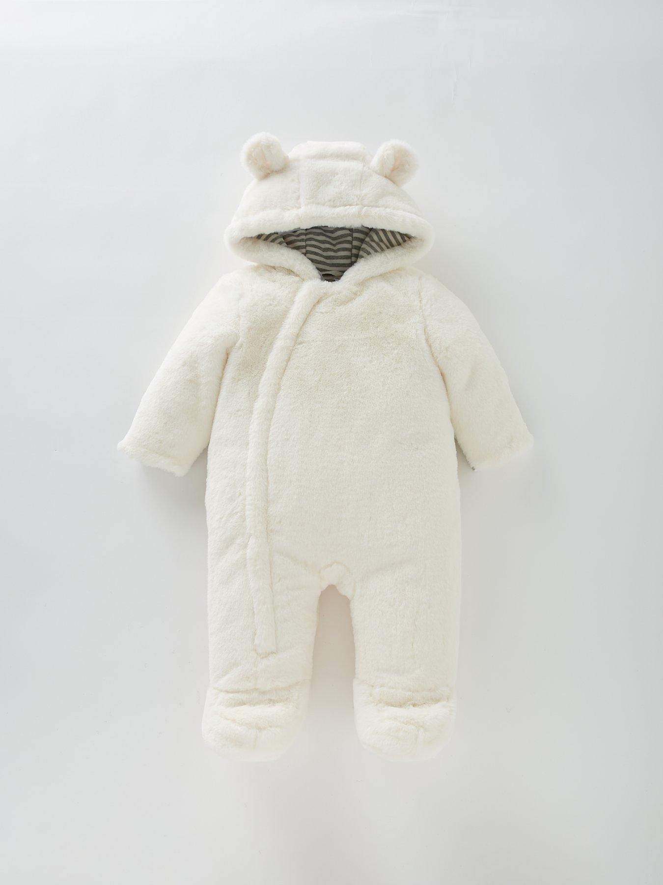 Image 1 of 3 of The Very Collection Baby Unisex Faux Fur Cuddle Suit - Ivory