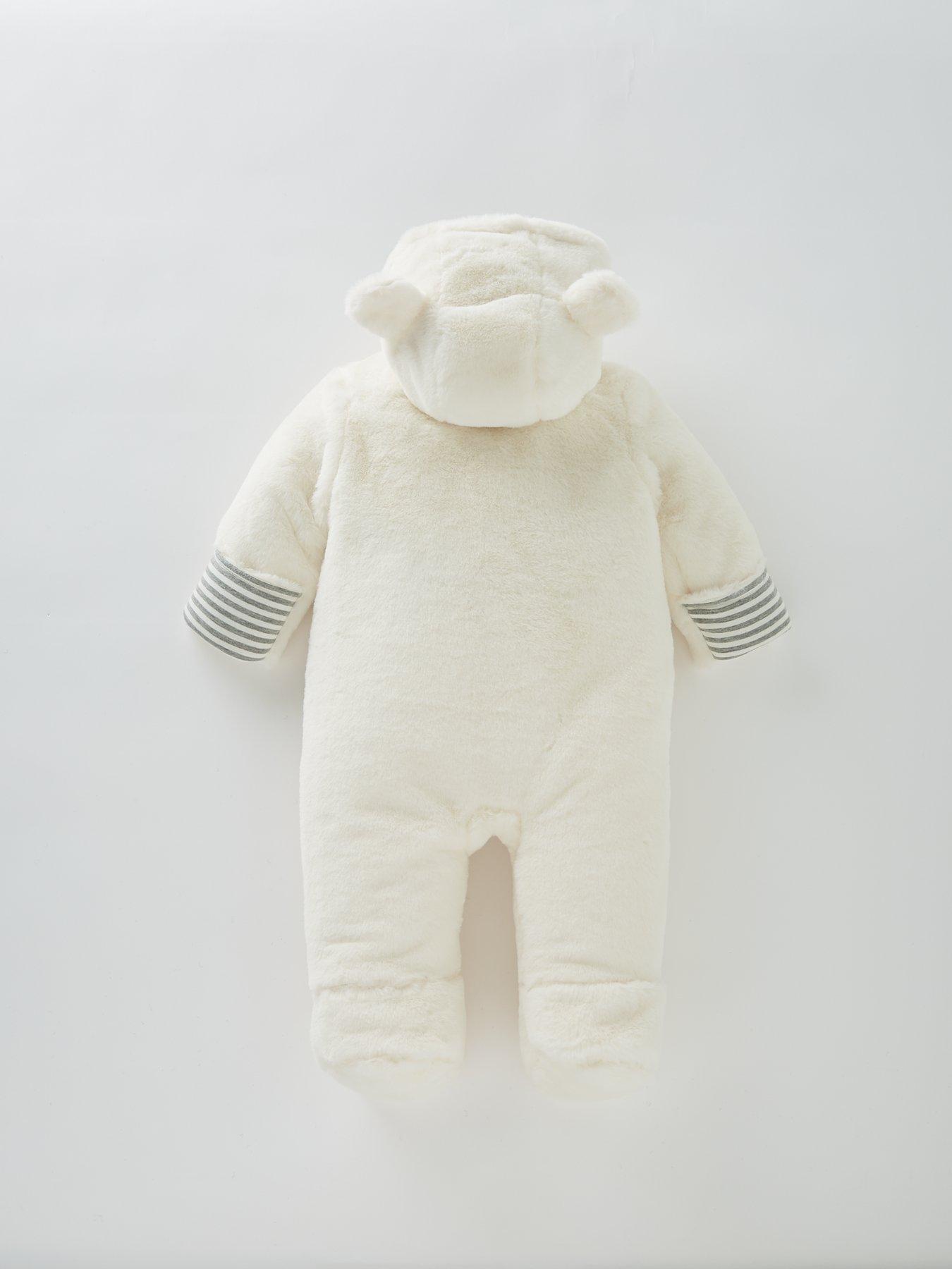 Image 2 of 3 of The Very Collection Baby Unisex Faux Fur Cuddle Suit - Ivory