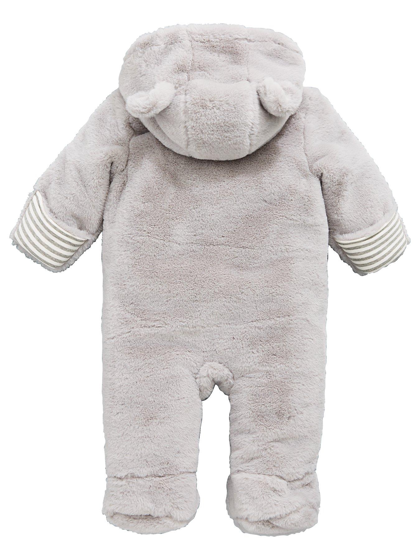Image 2 of 3 of The Very Collection Baby Unisex Faux Fur Cuddle Suit - Grey