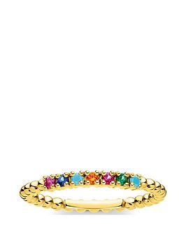 thomas-sabo-gold-plated-sterling-silver-and-multi-cubic-zirconia-stacking-ring
