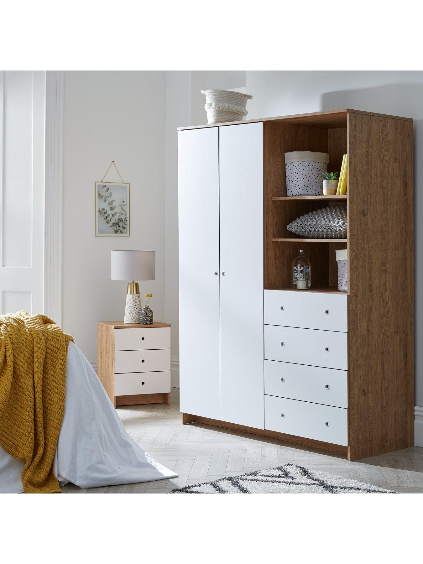 very-home-siena-2-piecenbsppackage-2-door-4-drawer-wardrobenbsp-3-drawer-bedside-chest--nbspoakwhitestillFront