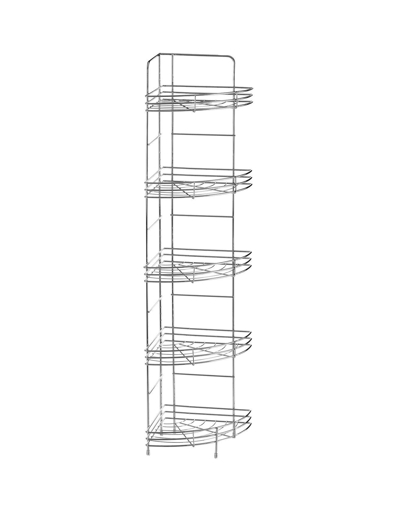 Croydex Stick 'n' Lock Three Tier Corner Shower Basket, Grey