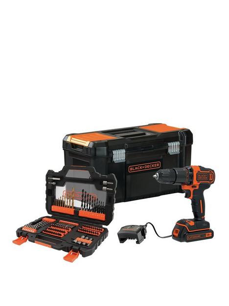 black-decker-18v-2-gear-hammer-drill-with-toolbox-and-104-accessory-set