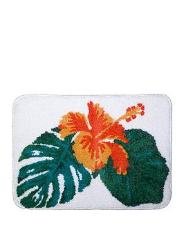 aqualona-tropical-leaf-microfibre-bath-mat