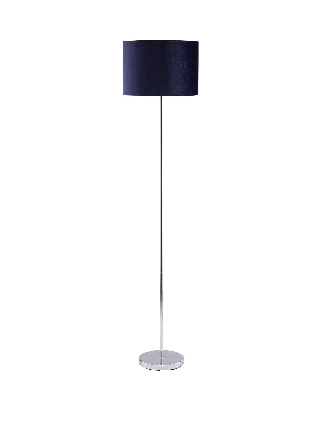 undefined Langley Velvet Floor Lamp - Navy