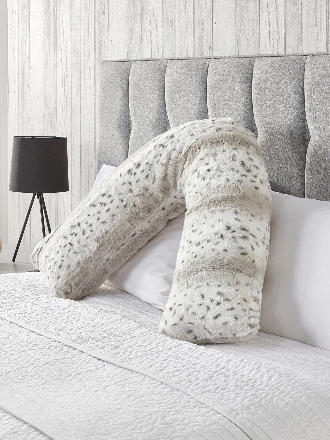 Image 1 of 4 of Very Home Everyday Snow Leopard Print&nbsp;V-Shaped Faux Fur Pillow