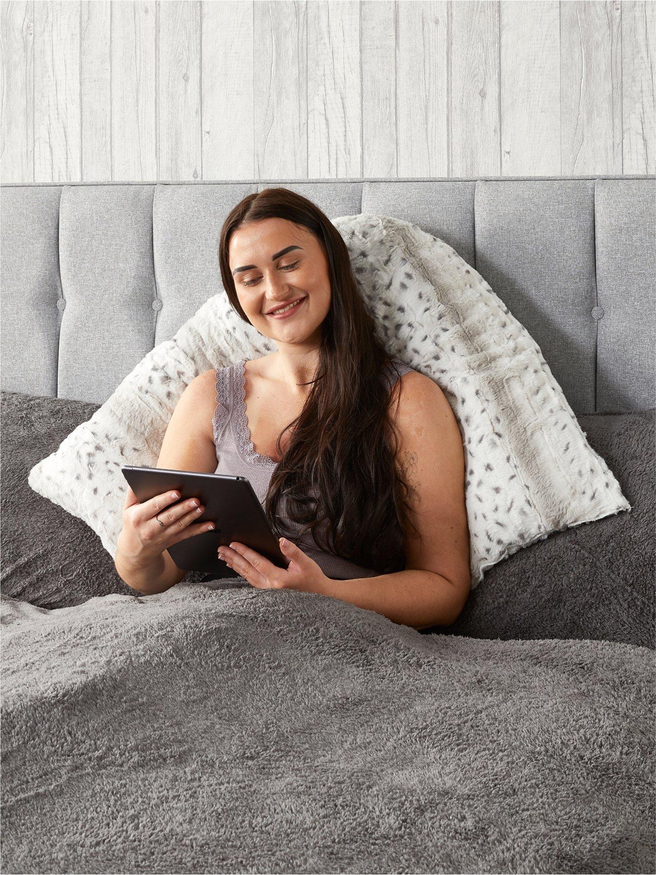 Image 4 of 4 of Very Home Everyday Snow Leopard Print&nbsp;V-Shaped Faux Fur Pillow