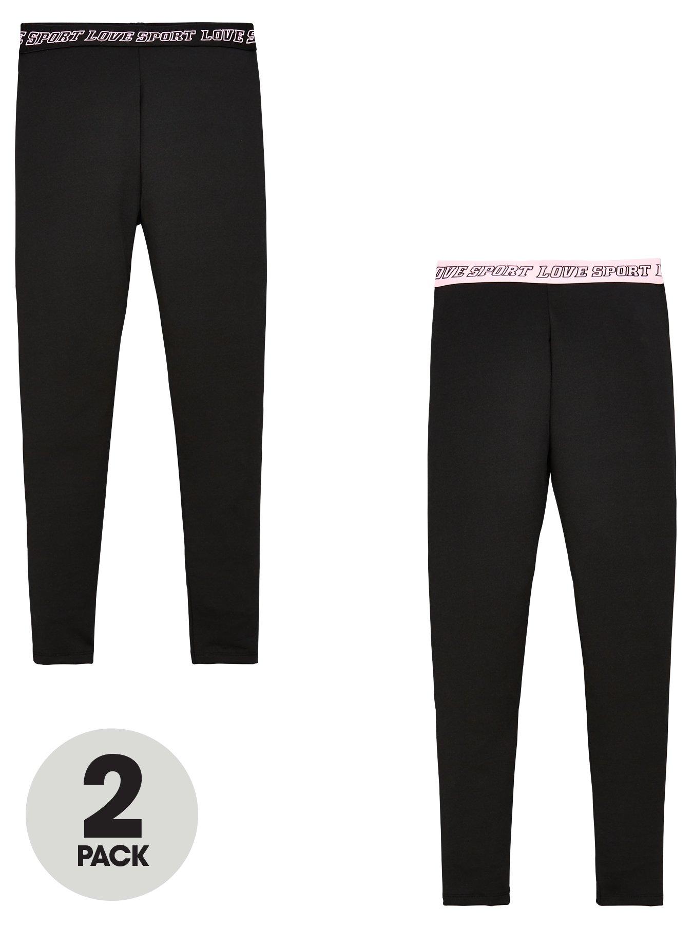 v-by-very-girls-2-pack-printed-waistband-active-leggings-co-ord-blackfront