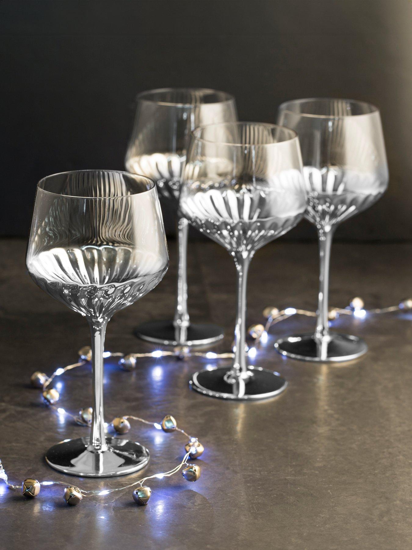 undefined Platinum Art Deco Wine Glasses – Set of 4