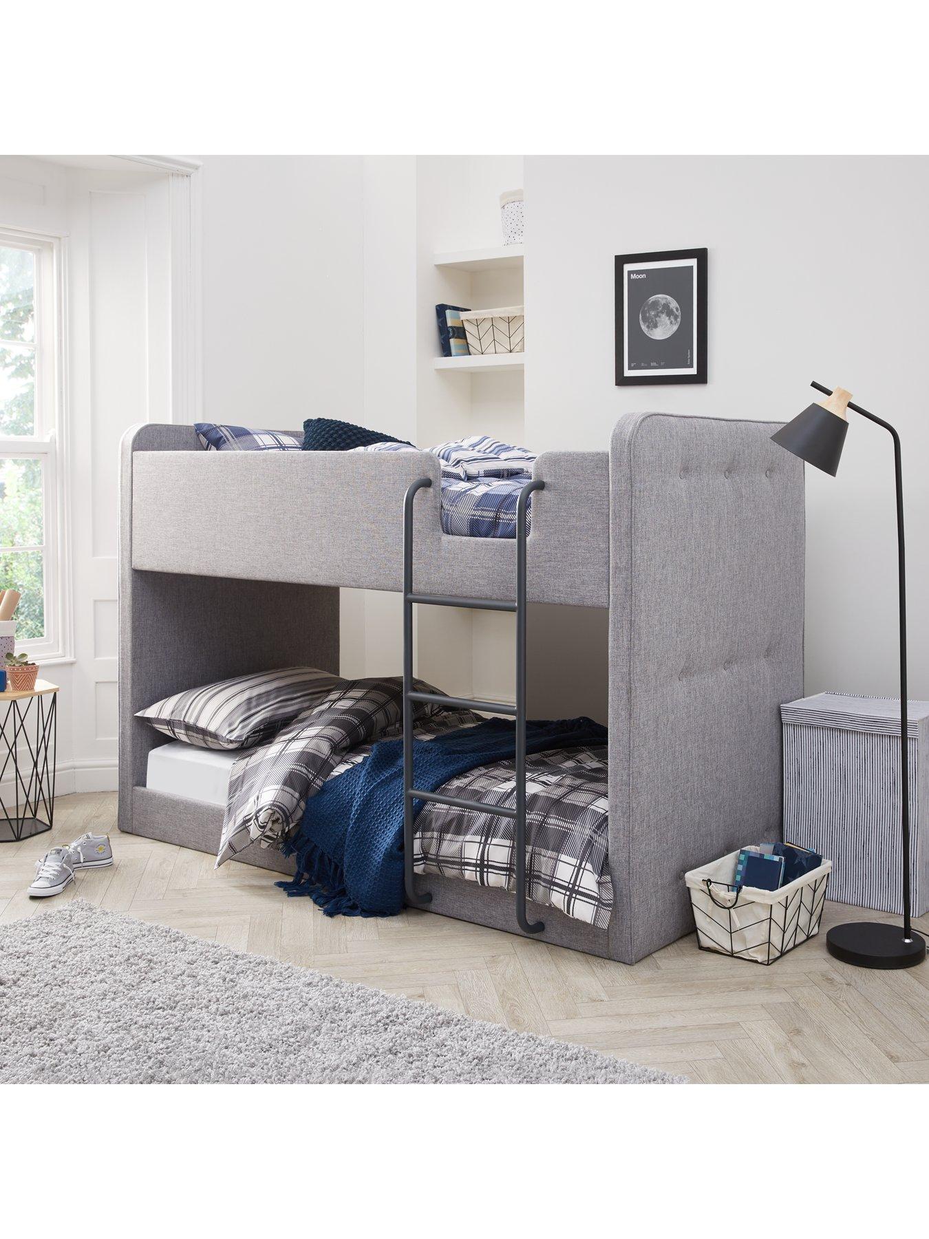 Image of Very Home Charlie Fabric Bunk Bed with Mattress Options (Buy and SAVE!) - Grey
