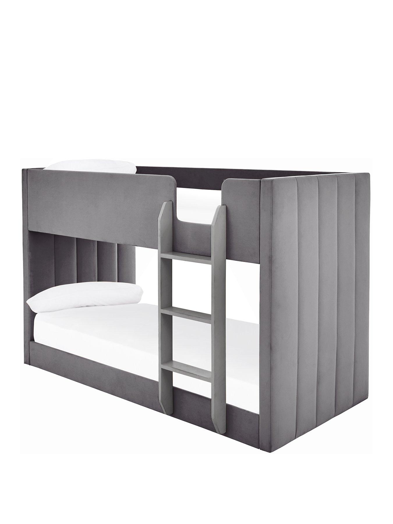 very-home-panelled-velvet-bunk-grey-w-prem-mattstillFront