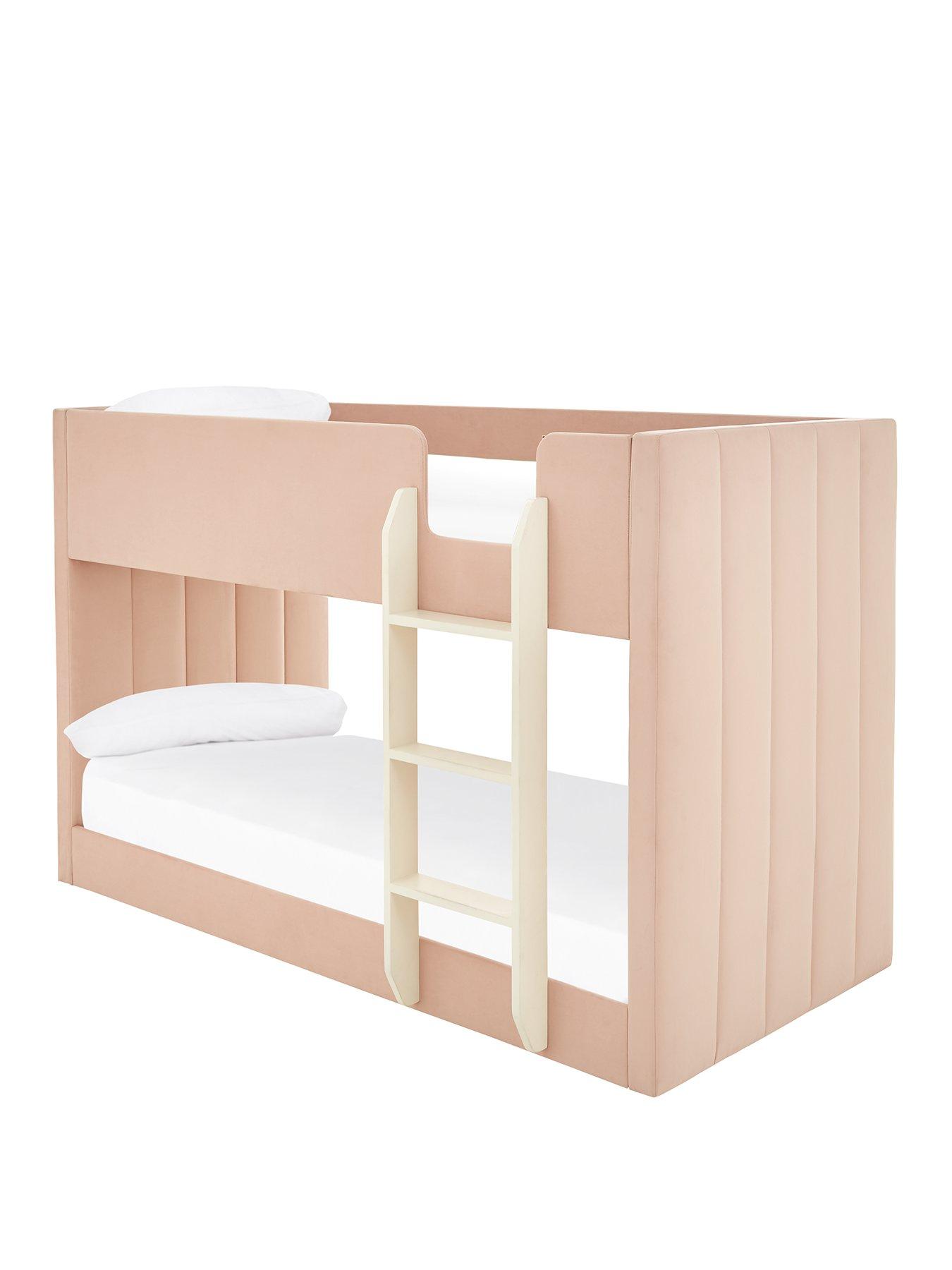 very-home-panelled-velvet-bunk-bed-with-mattress-options-buy-amp-save-pinkstillFront