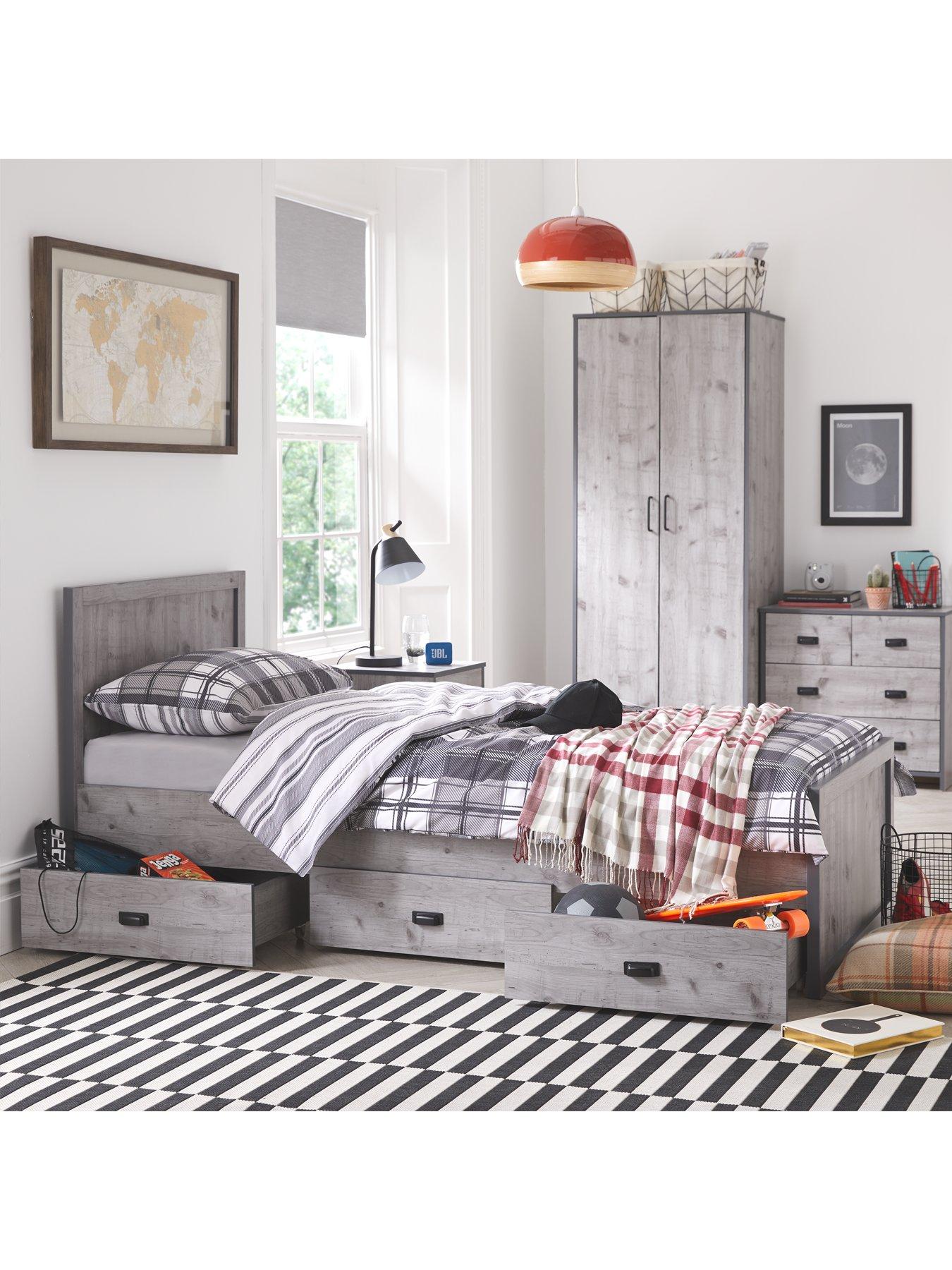 Image 1 of 6 of The Very Collection Jackson Single Storage&nbsp;Bed with Mattress Options (Buy and SAVE!)&nbsp;-&nbsp;Weathered Grey