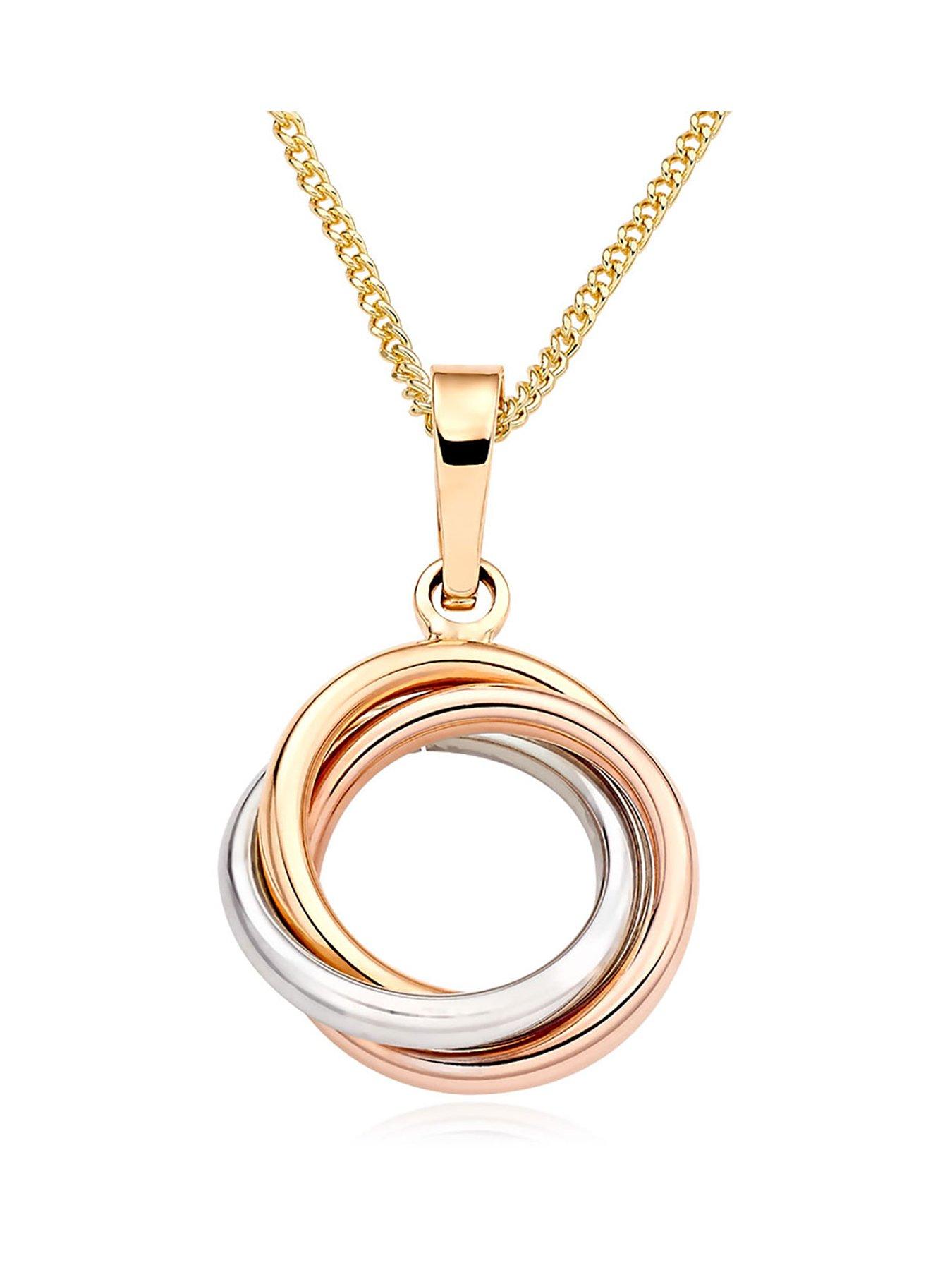 Image 1 of 3 of Beaverbrooks 9ct Three Colour Gold Circle Pendant