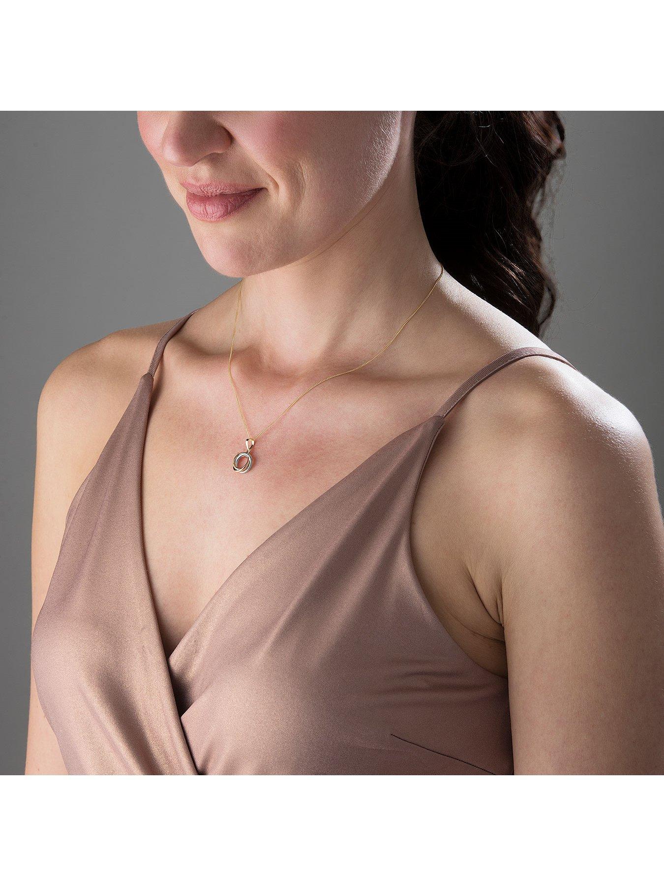 Image 3 of 3 of Beaverbrooks 9ct Three Colour Gold Circle Pendant