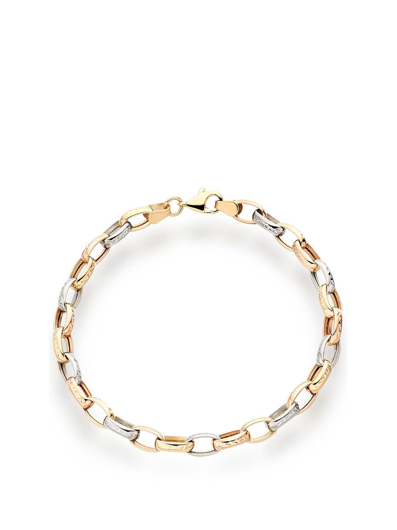 Beaverbrooks 9ct Gold, Rose Gold and White Gold Bracelet