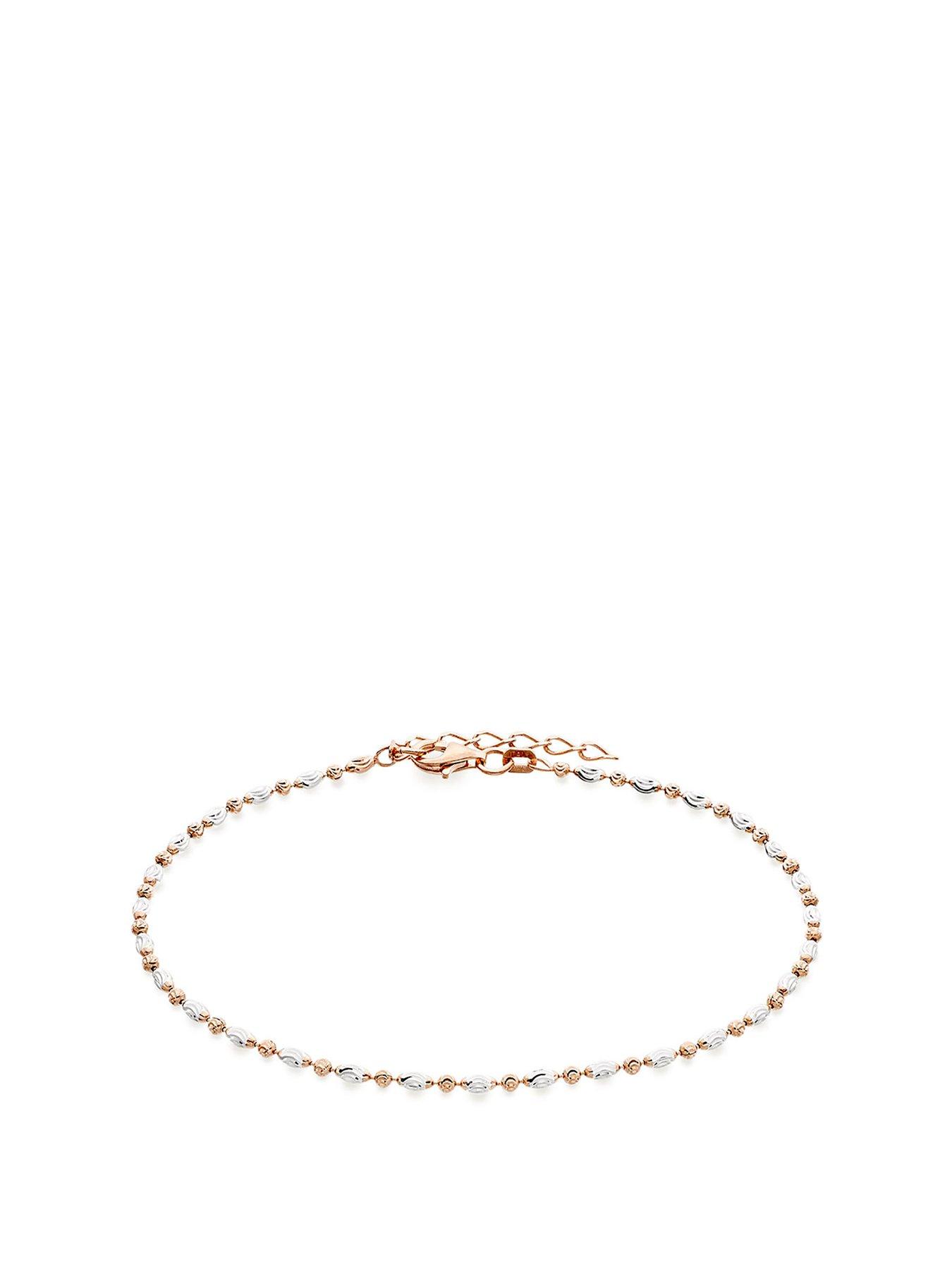 Beaverbrooks Silver and Rose Gold Plated Sparkle Anklet