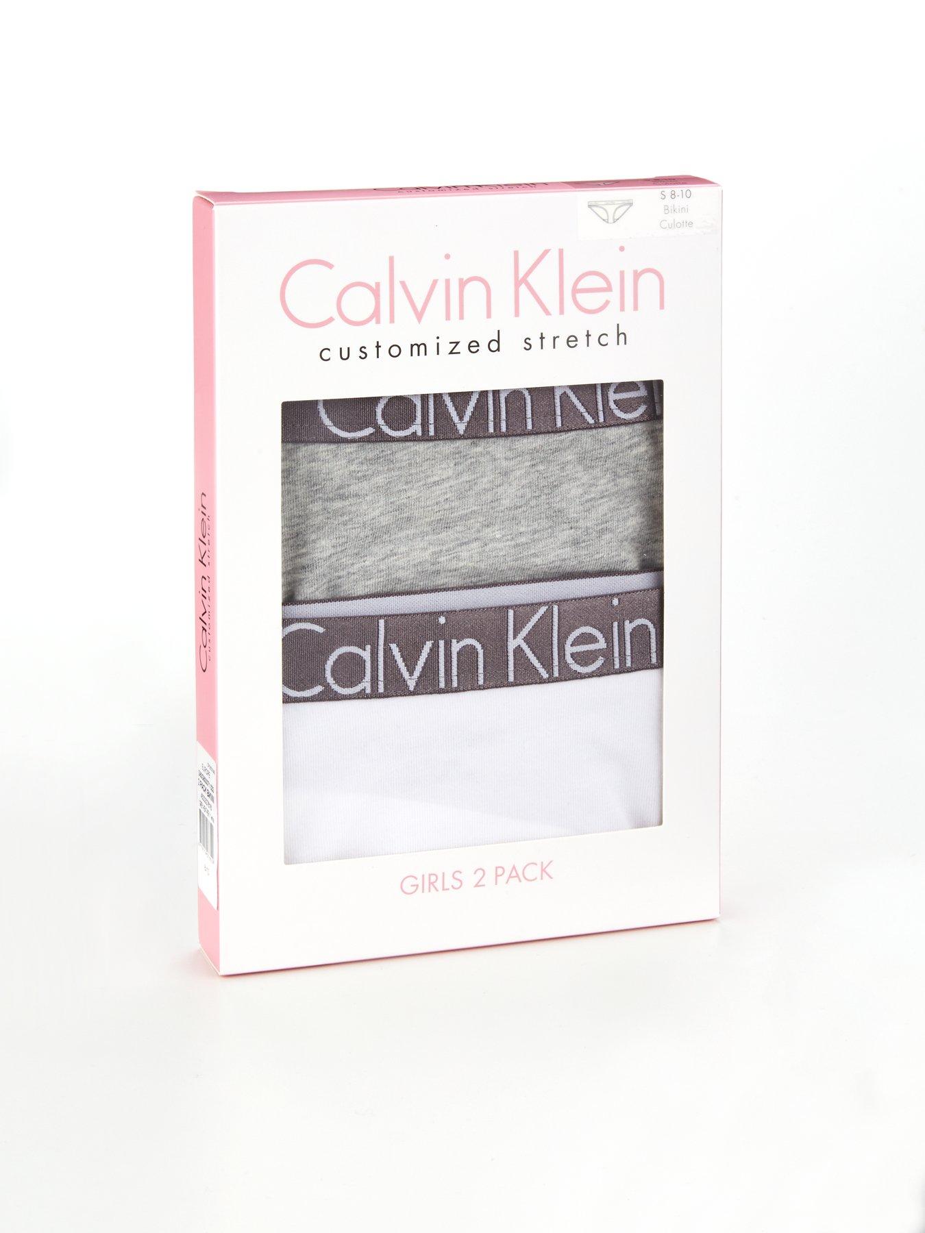 Calvin Klein Girls 2 Pack Bikini Brief - White/Grey