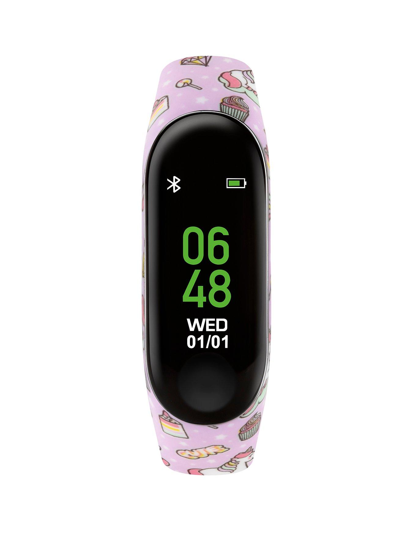Image of Tikkers Activity Tracker Digital Dial Lilac Unicorn Print Silicone Strap Kids Watch