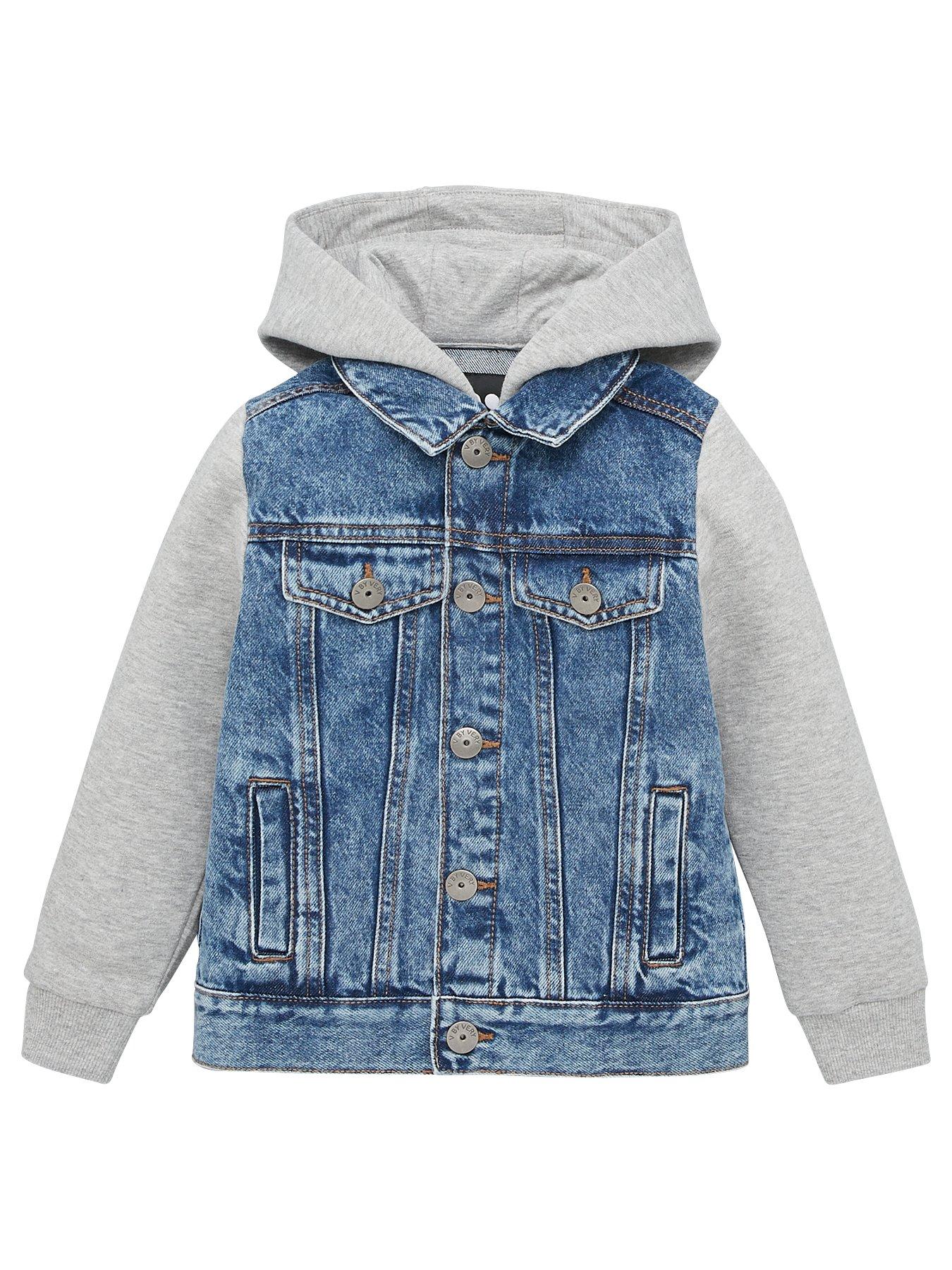 Denim jacket with jersey on sale sleeves