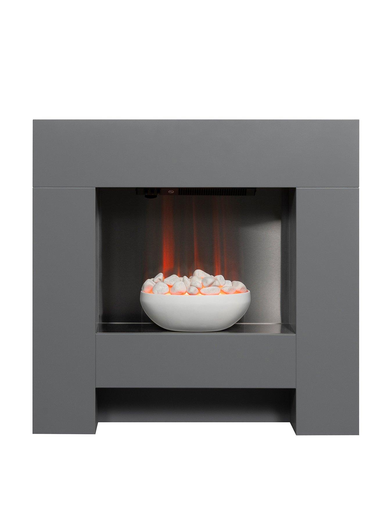 Image 1 of 5 of Adam Fires & Fireplaces Cubist Grey Electric Suite