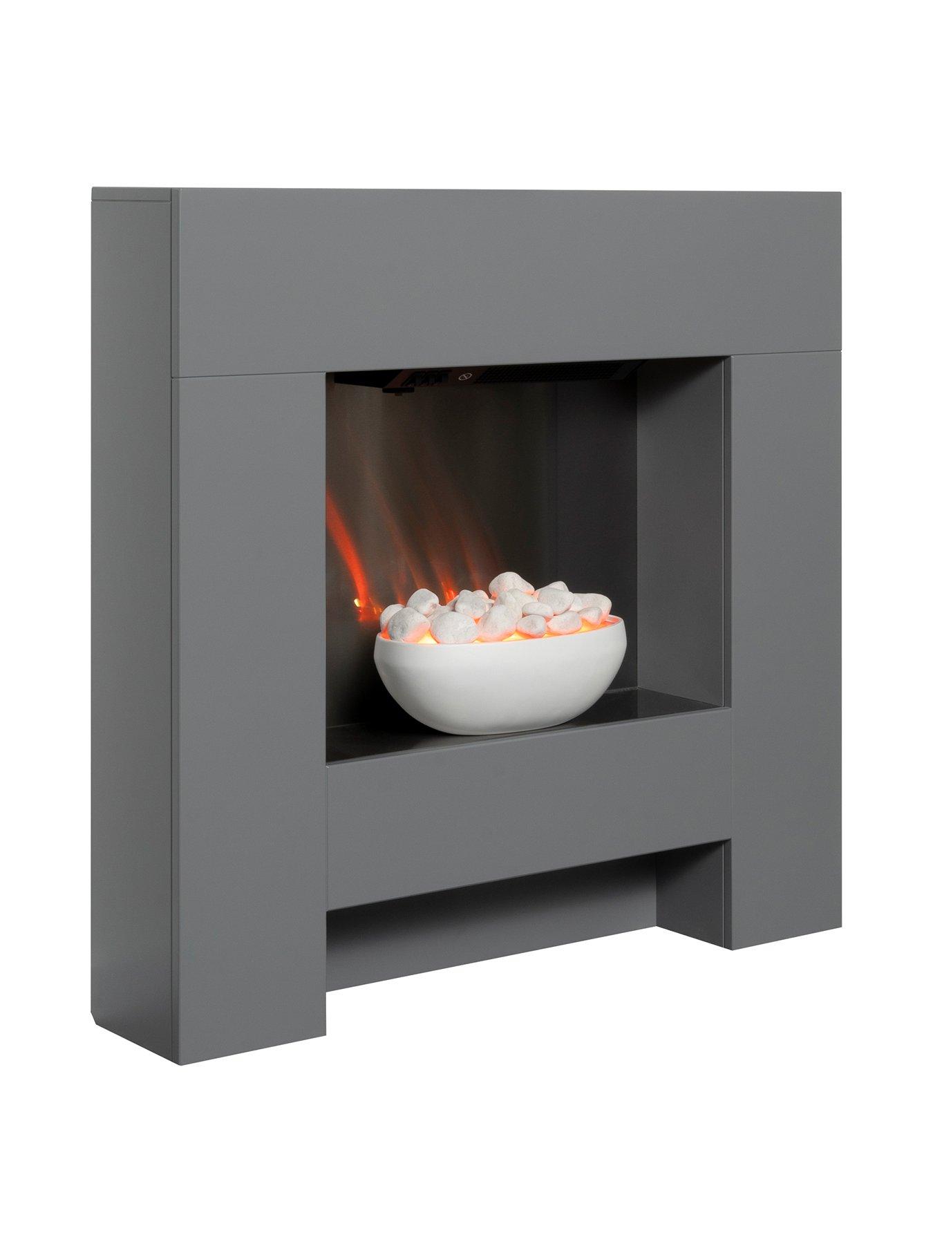 Image 2 of 5 of Adam Fires & Fireplaces Cubist Grey Electric Suite