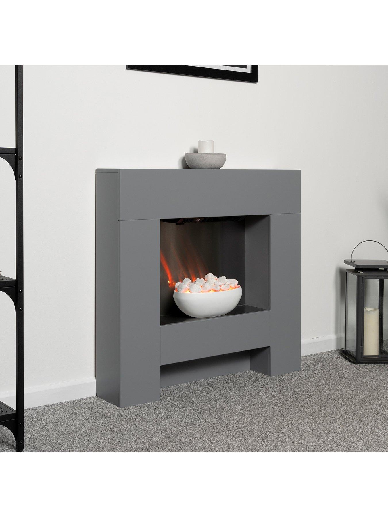 Image 4 of 5 of Adam Fires & Fireplaces Cubist Grey Electric Suite