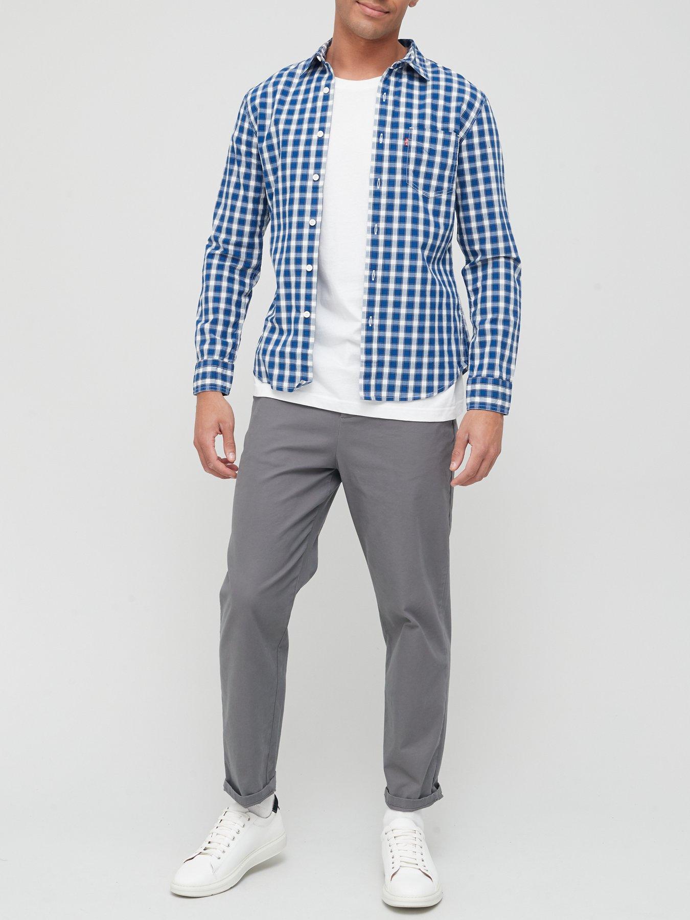 Image 3 of 4 of Levi's One Pocket Check Slim Shirt - Blue