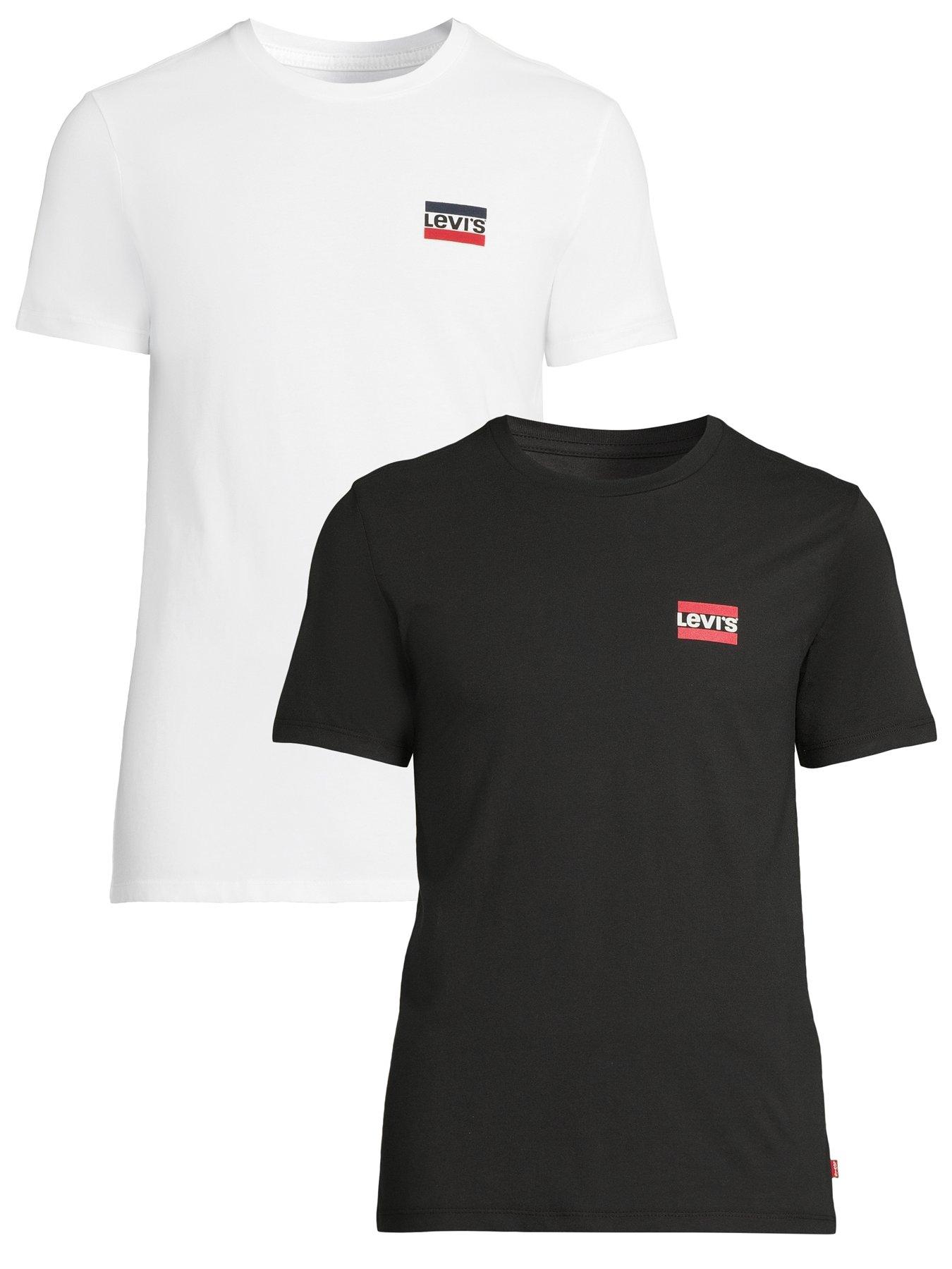Image 1 of 7 of Levi's 2 Pack of Sports Logo T-Shirts - White/Black