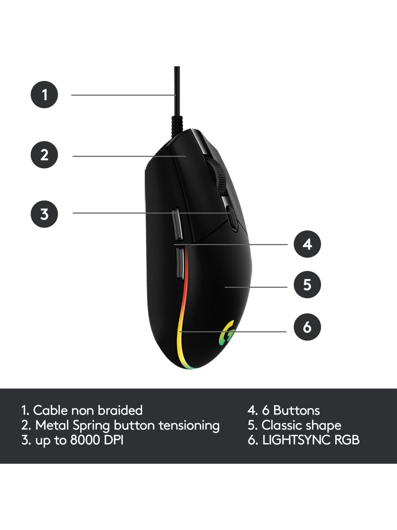 Image 5 of 8 of LogitechG G203 Lightsync RGB 6-Button Gaming Mouse - Black