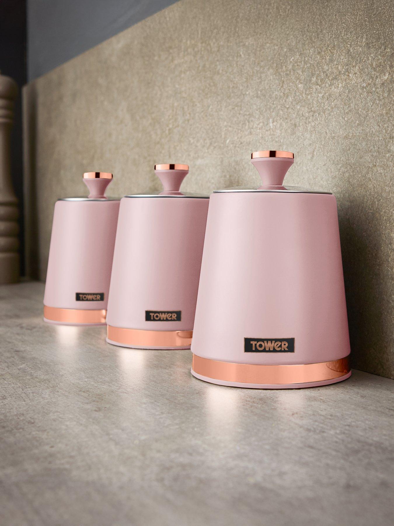 Tower Cavaletto Storage Canisters in Pink – Set of 3