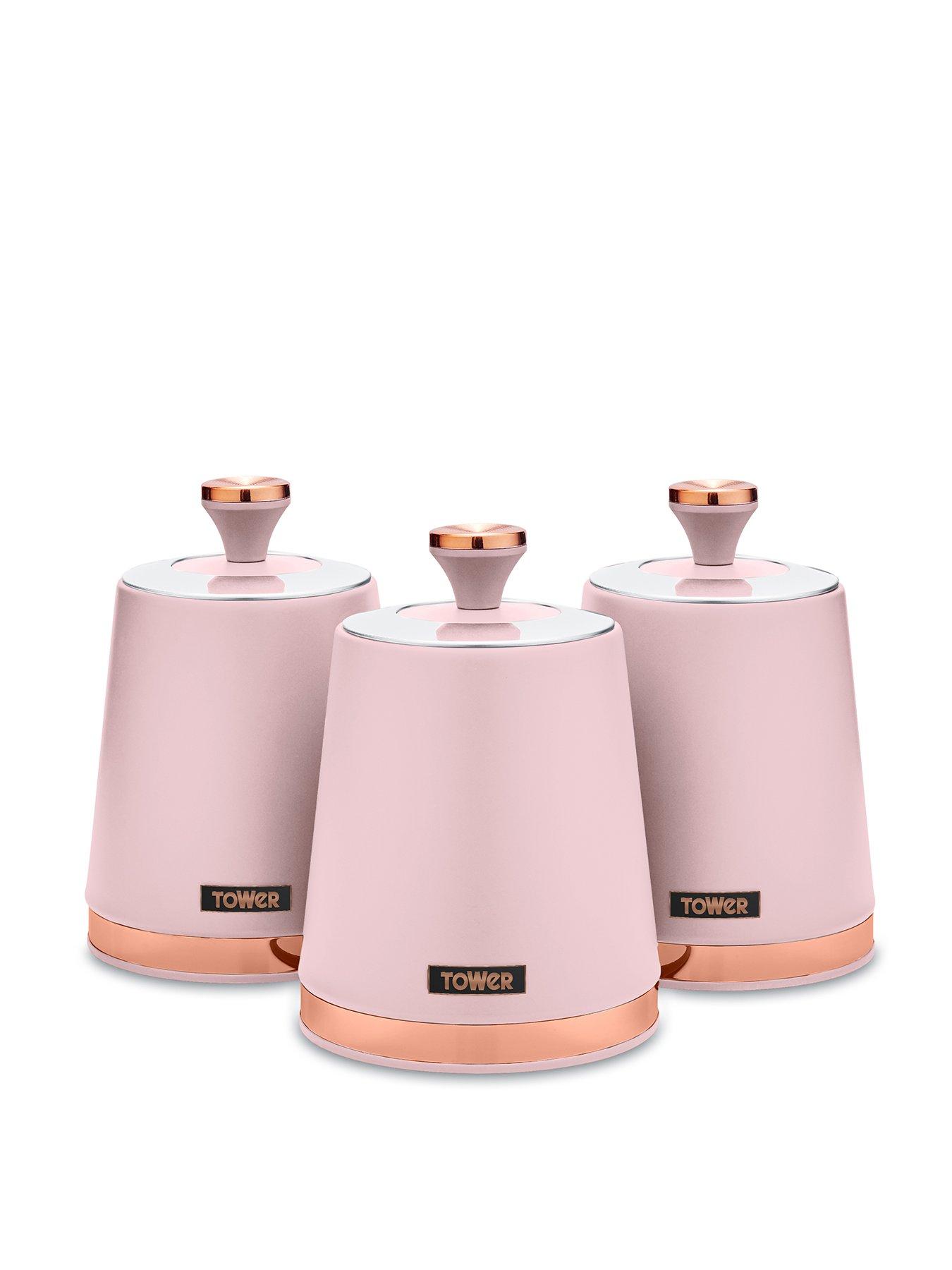 Image 1 of 6 of Tower Cavaletto Storage Canisters in Pink &ndash; Set of 3